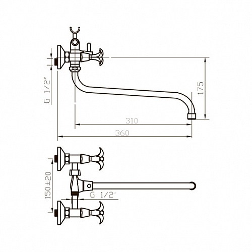 Смеситель д/ванны IRIS керамика  картриджное переключение 202I ARGO 19838