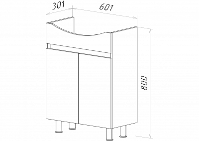 Комплект мебели 60 "Амур-60" напольная 2 дв. MISTY (ум.Уют,60)