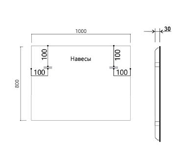 Зеркало 100 "Vincea LED VLM-3VN100 1000?800 c сенсорным выключателем и диммером, 