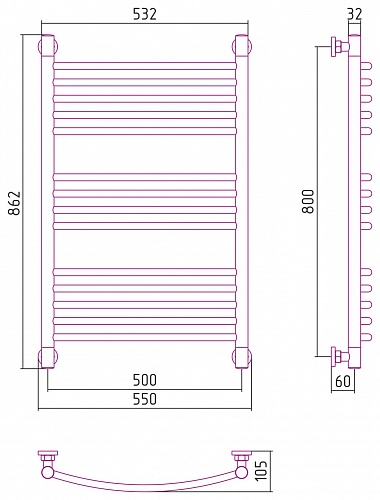 Полотенцесушитель Сунержа ДР Богема выгнутая 800х500 00-0221-8050