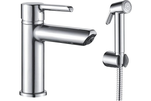 Смеситель д/раковины с гиг.душем SHEVANIK хром S6071