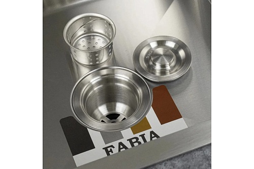 Мойка нерж врезная  FABIA PROFI ДВОЙНАЯ 80,5х44 (3,0х0.8 200) (сифон+корзина) 805443