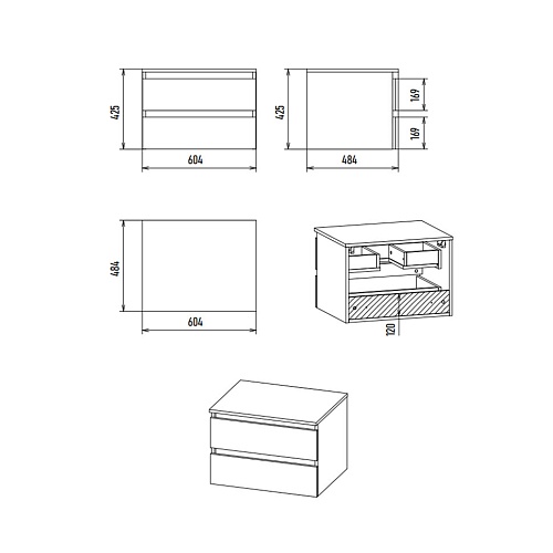 Тумба 60 "Dakota-60" подвесная белый/дуб MISTY