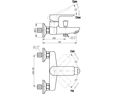 TRITON Смес. д/ванны к/нос бирюзовый 16304L