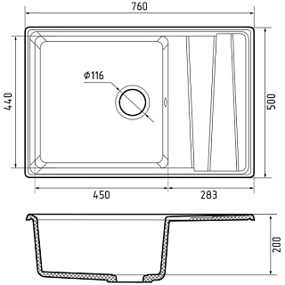 Мойка комп. GRANFEST LEVEL GF-LV-760L  760х500 кашемир с сифоном
