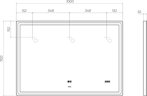 Зеркало 100 "GEOMETRY LUXE-100" подсветка сенсор на зеркале + подогрев VELVEX 