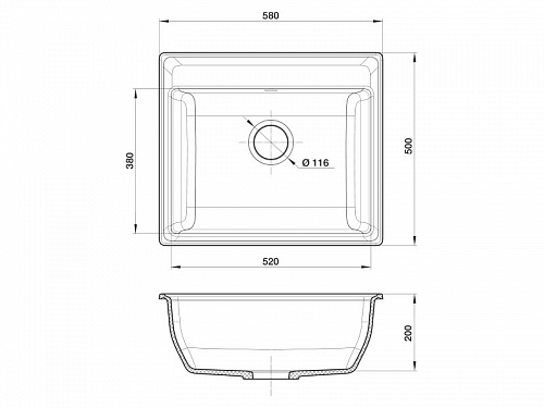 Мойка комп. GRANFEST VERTEX GF-V-580 (580х500) иней  с сифоном