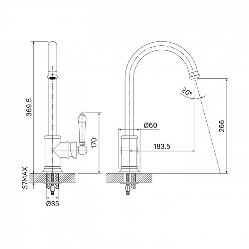 Смеситель для кухни, Oxford, IDDIS, OXFSBJ0i05