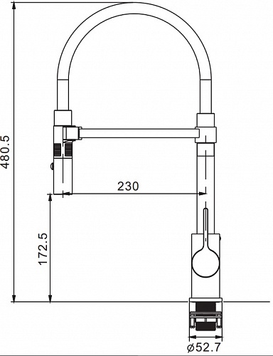 Смеситель д/кухни ROSE гибкий излив хром R133 