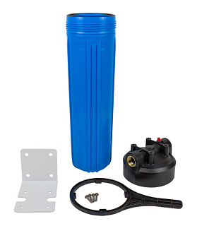 Колба Big Blue 20" Посейдон-1Р 20ВВ синяя с латунными вставками, 1" в комп.ключ, кронштейн