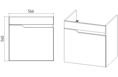 Комплект мебели 60 "Куба-60" подвесная 2 ящ. белый VIANT (ум.Como-60)