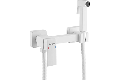 Смеситель с гиг. душ настенный белый матовый SHEVANIK S137C