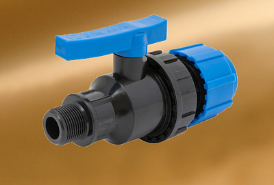 Кран шаровый компрессионный разъёмный ПНД 40*1" (нар.рез.) ТПК-АКВА (14)