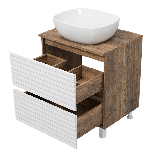 Тумба 60 "Dakota-60" напольная 2 ящ. белый/дуб MISTY