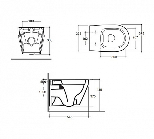 Унитаз подвесной   "Бари" КЕРАМИН безободковый сиденье мультилифт