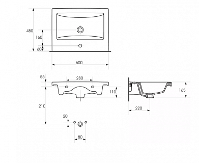 Умывальник Cersanit COMO-60 мебельный 