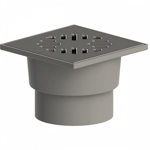 Трап вертикальный D110 "сухой" затвор решетка нерж. сталь 150х150 (ТП 104.110-150VSDs)