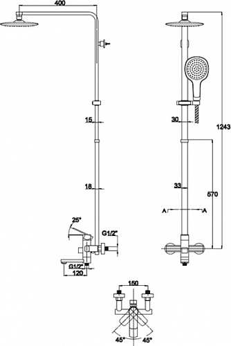 Душ. система KAISER Sonat квадрат  (35182)